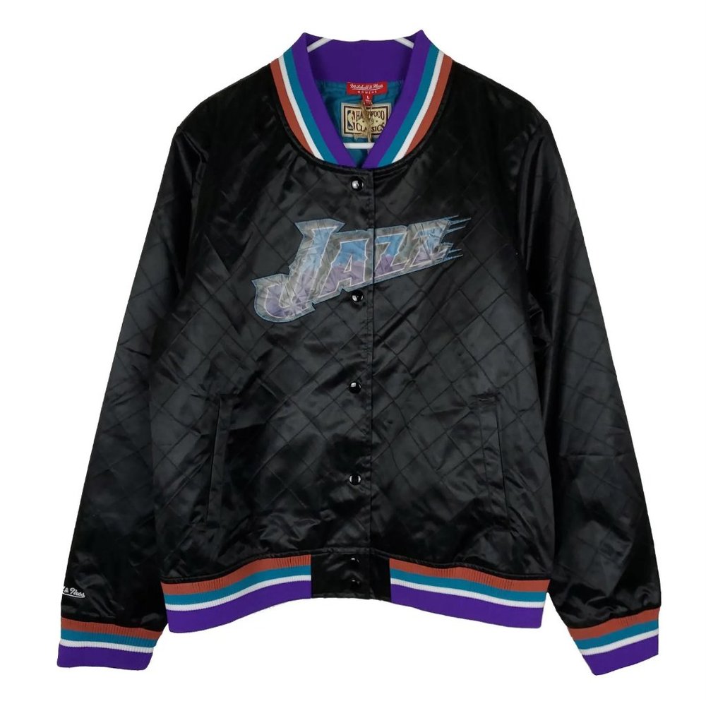 Mitchell & Ness Utah Jazz NBA Womens Jacket L Large 75th Anniversary Black NWT